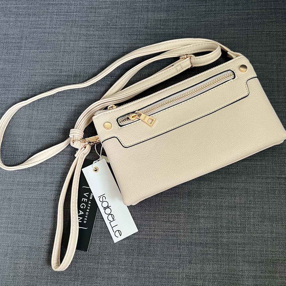 NWT ISABELLE VEGAN CROSSBODY BAG WRISTLET CLUTCH